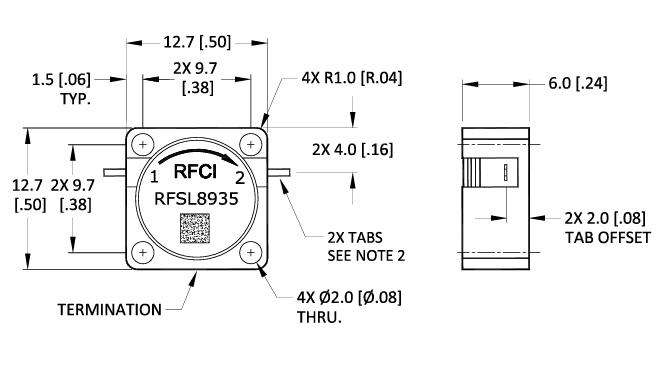 RFCI RFSL8935隔離器尺寸圖
