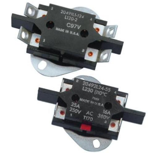 Sensata 20490/20493固定溫度溫控器：雙極單擲 (DPST) 大電流熱保護開關